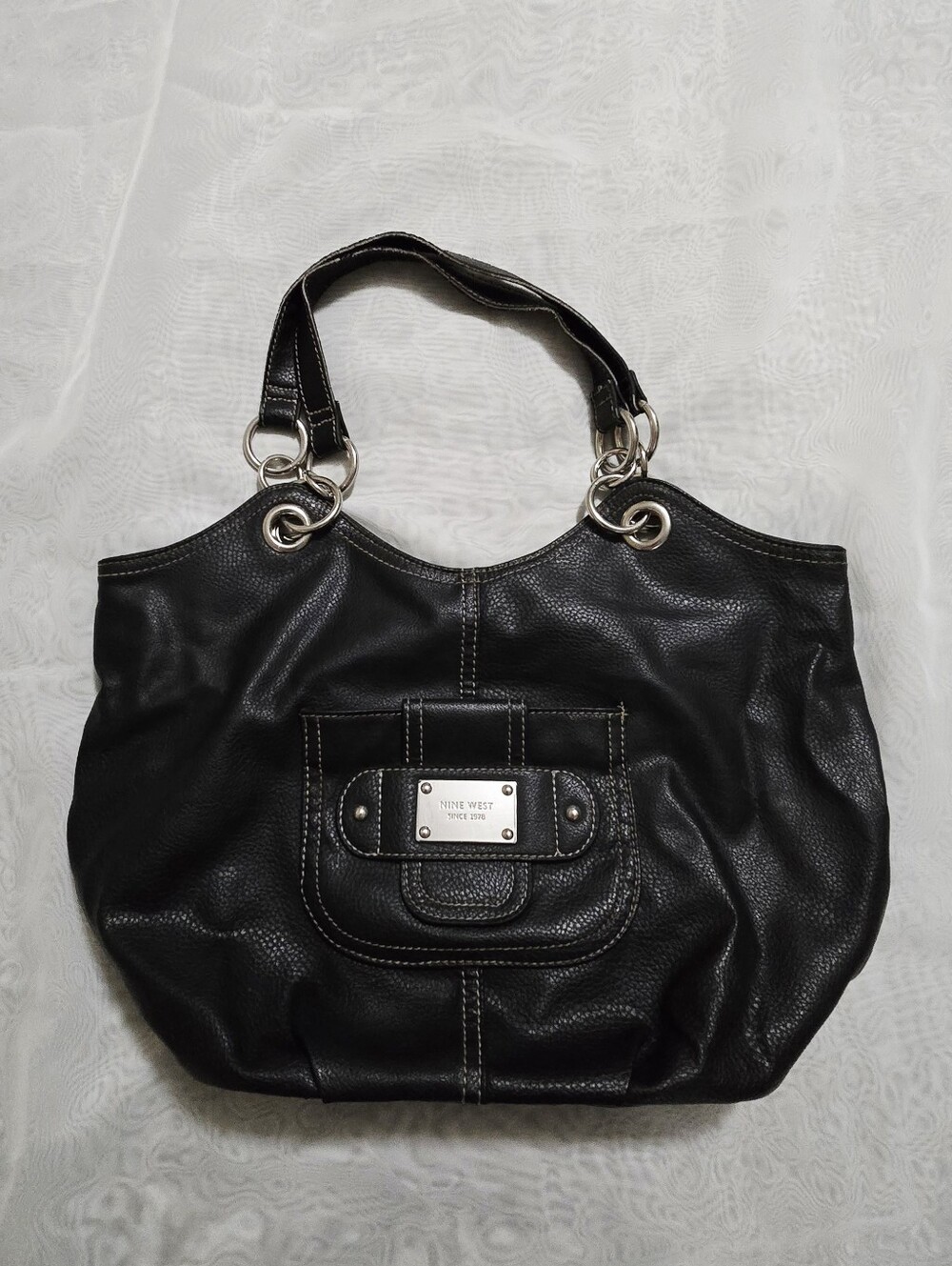 Nine West Black Leather Handbag Shoulder Bag Purse